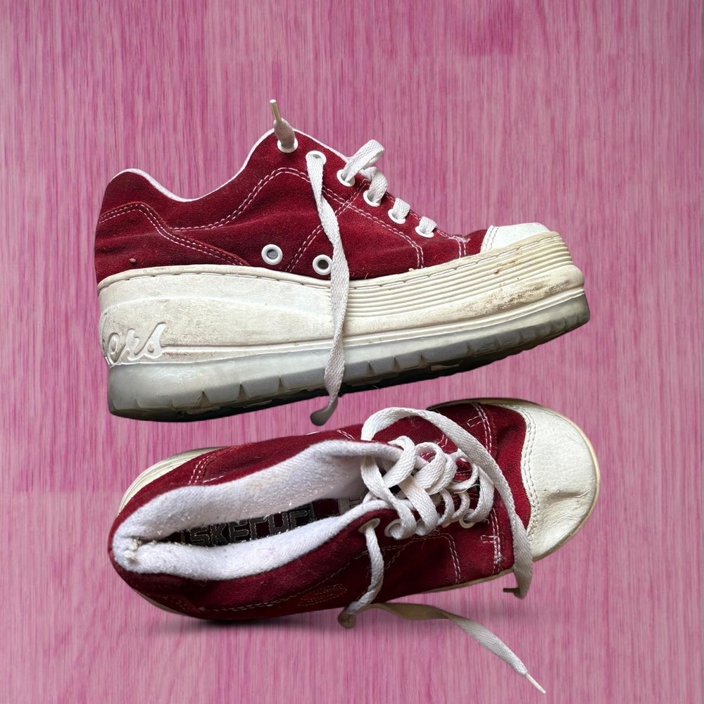 vintage 90s skechers red platform sneakers